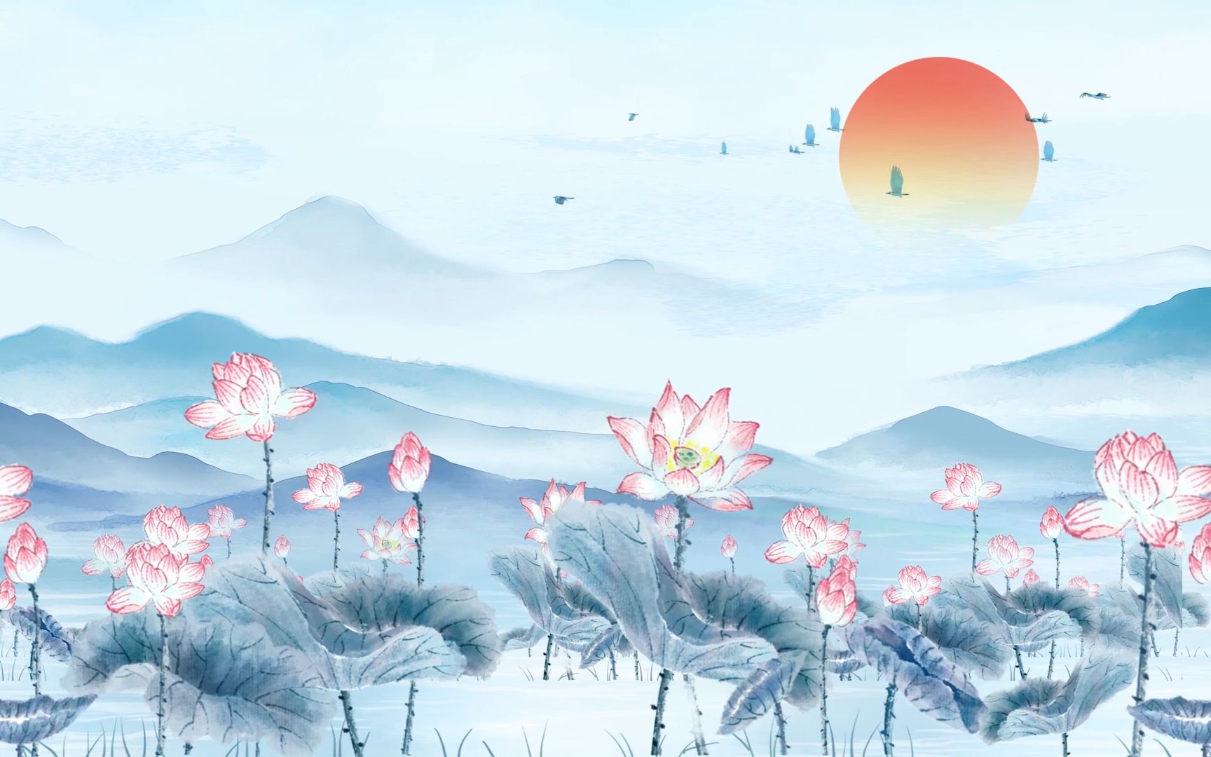 古典舞《灼灼荷花瑞》古风舞蹈音乐视频背景画面