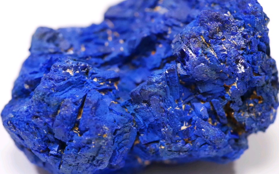 【岩彩】一秒入魂的蓝铜矿晶体磨成颜料画画