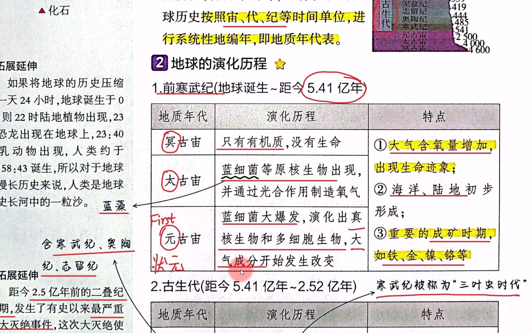 [图]【2023地理必刷题】P13---地球的历史（概念课）（化石，地质年代表）