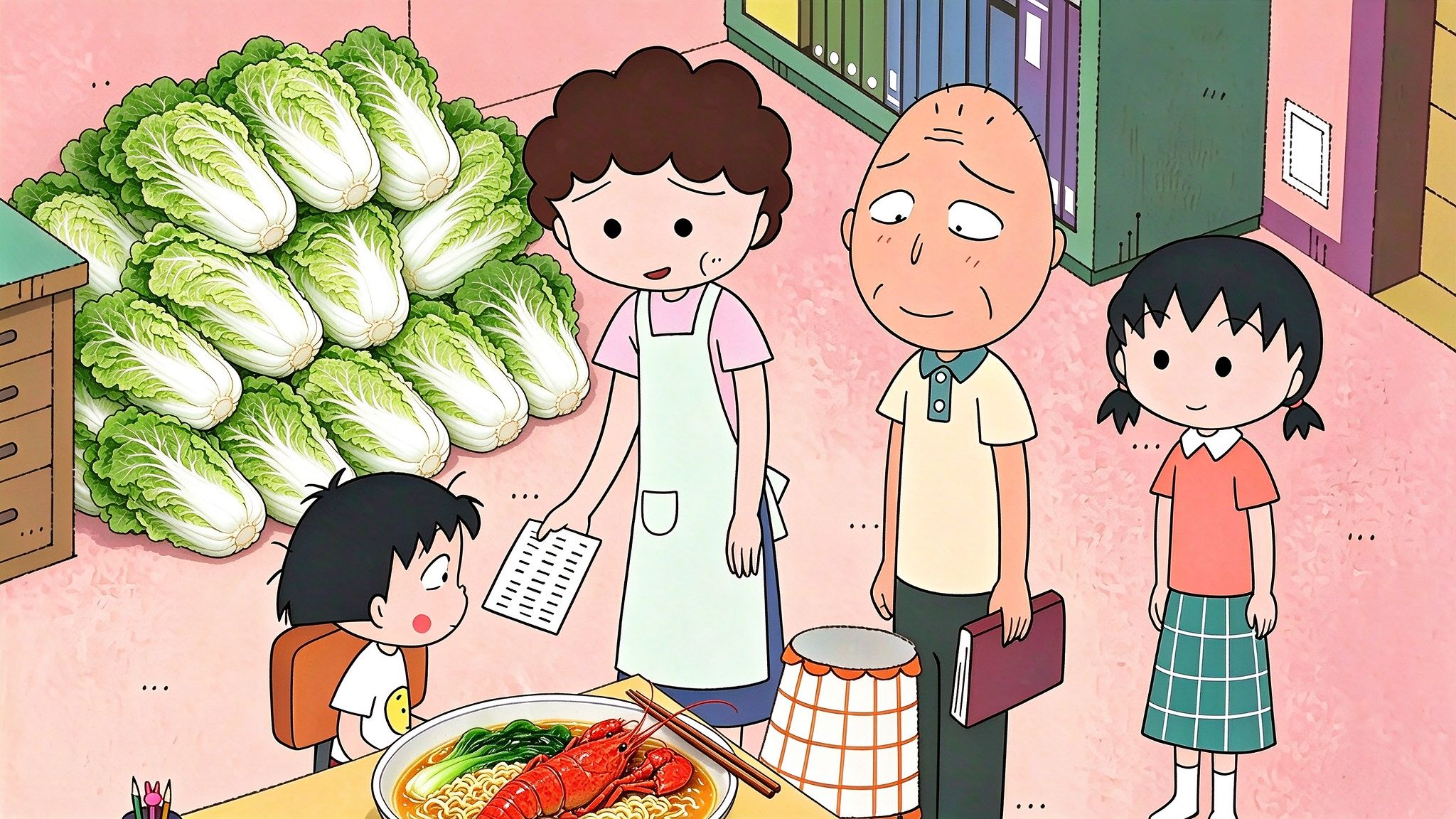 【樱桃小丸子】豪华龙虾泡面登场！鲜嫩龙虾配上脆嫩青菜，吸饱鲜美的汤汁，光是看着就让人馋啦。