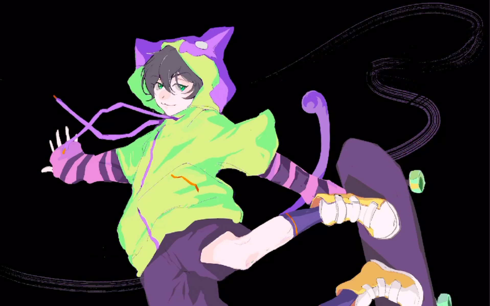 板绘过程/无限滑板/猫猫/procreate