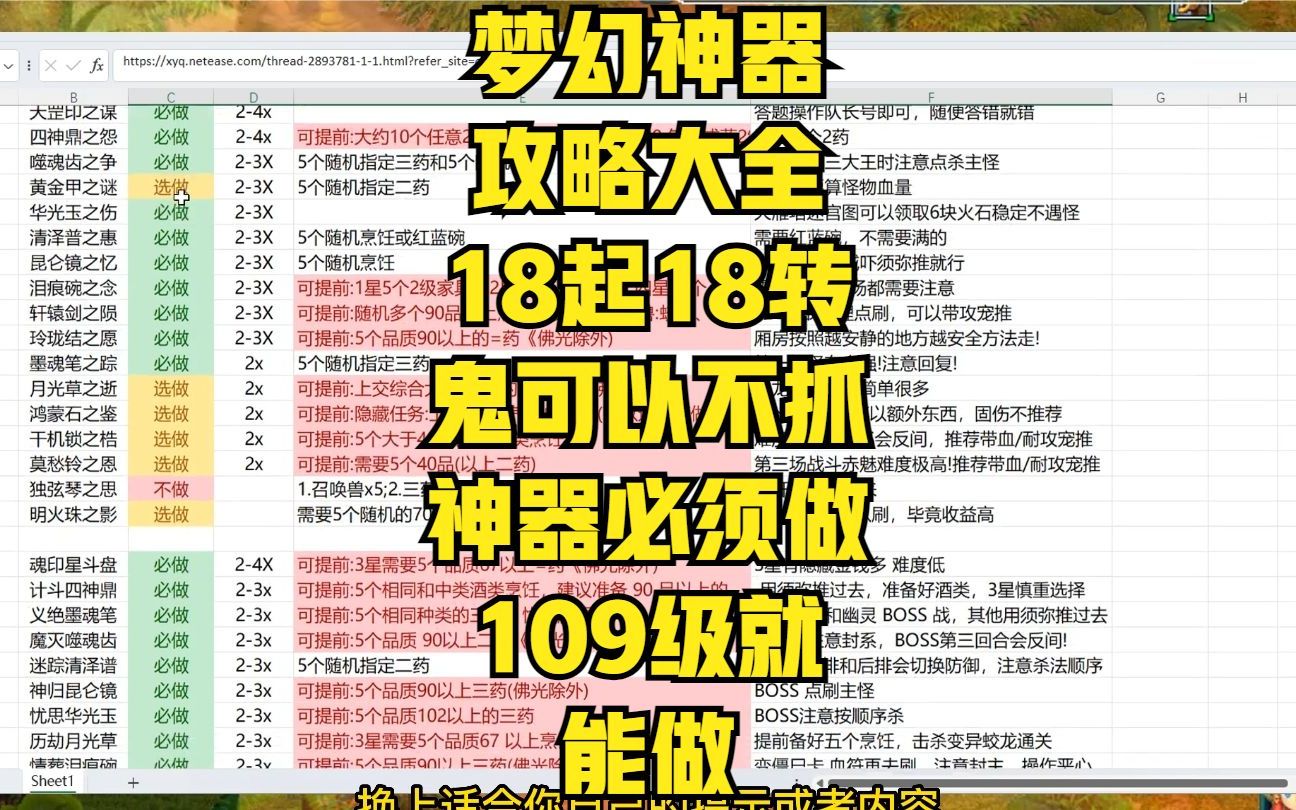 梦幻神器攻略大全,18起18转,鬼可以不抓神器必须做,109级就能做哔哩哔哩bilibili梦幻西游技巧