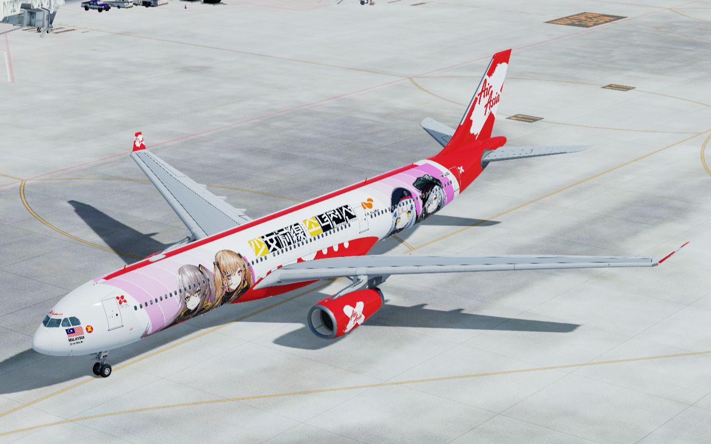 马来西亚亚航"少女前线"彩绘a330-343超轻落地吉隆坡