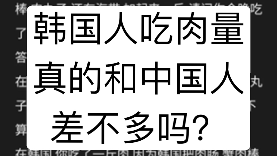 韩国人吃肉量真的和中国人差不多吗?哔哩哔哩bilibili