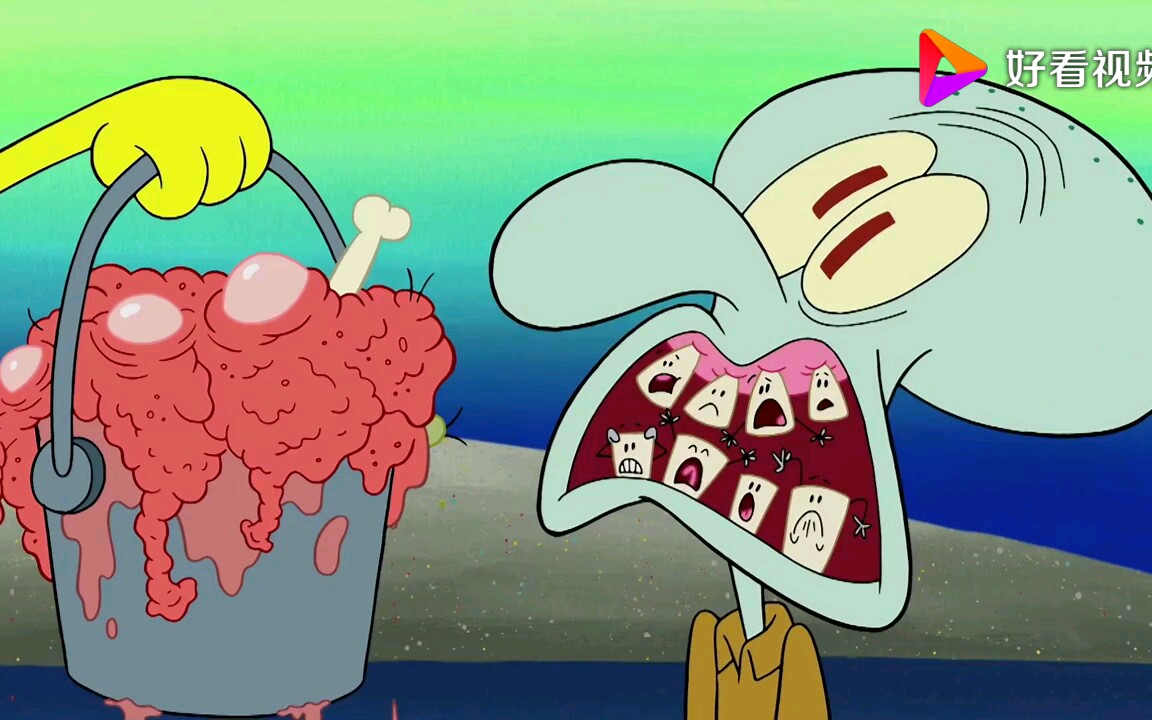 海绵宝宝章鱼哥打赌输了要吃海霸糊再要自杀的节奏