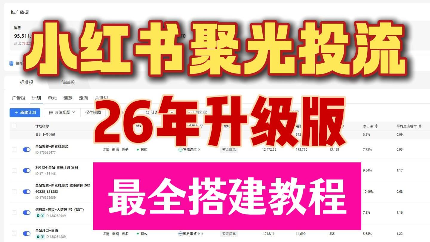 (新手版)26年小红书聚光投流,保姆级教程