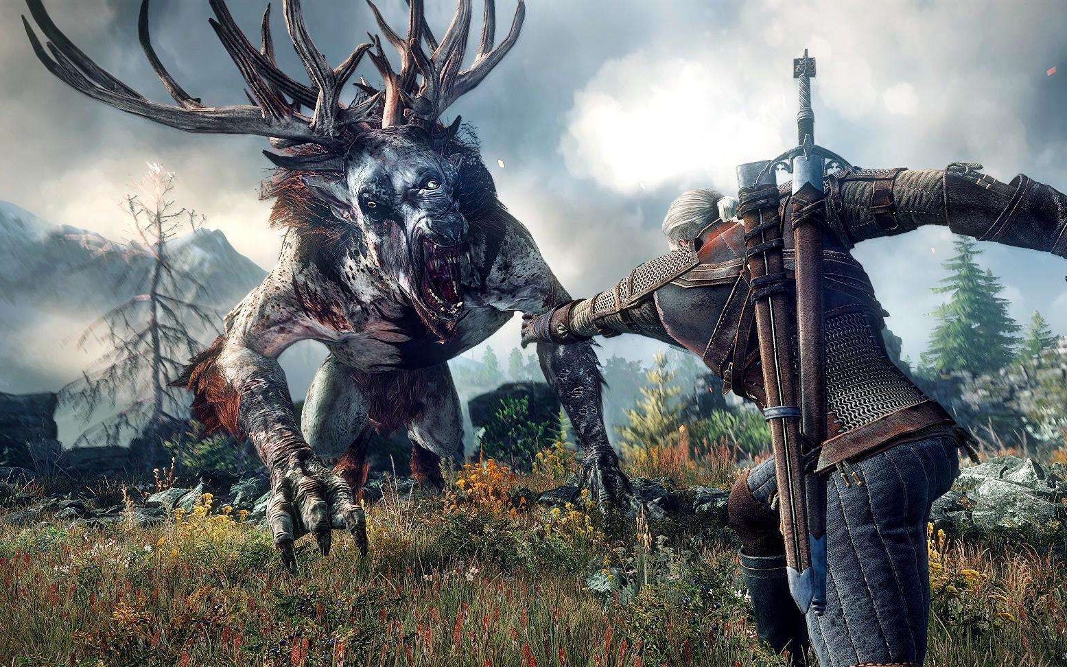 【mhw×巫师3:狂猎】初见【古代鹿首精】|生态动画