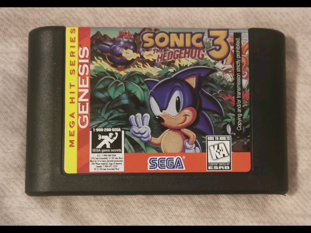 genesis md刺猬索尼克3 游戏卡带 超稀有1997年版