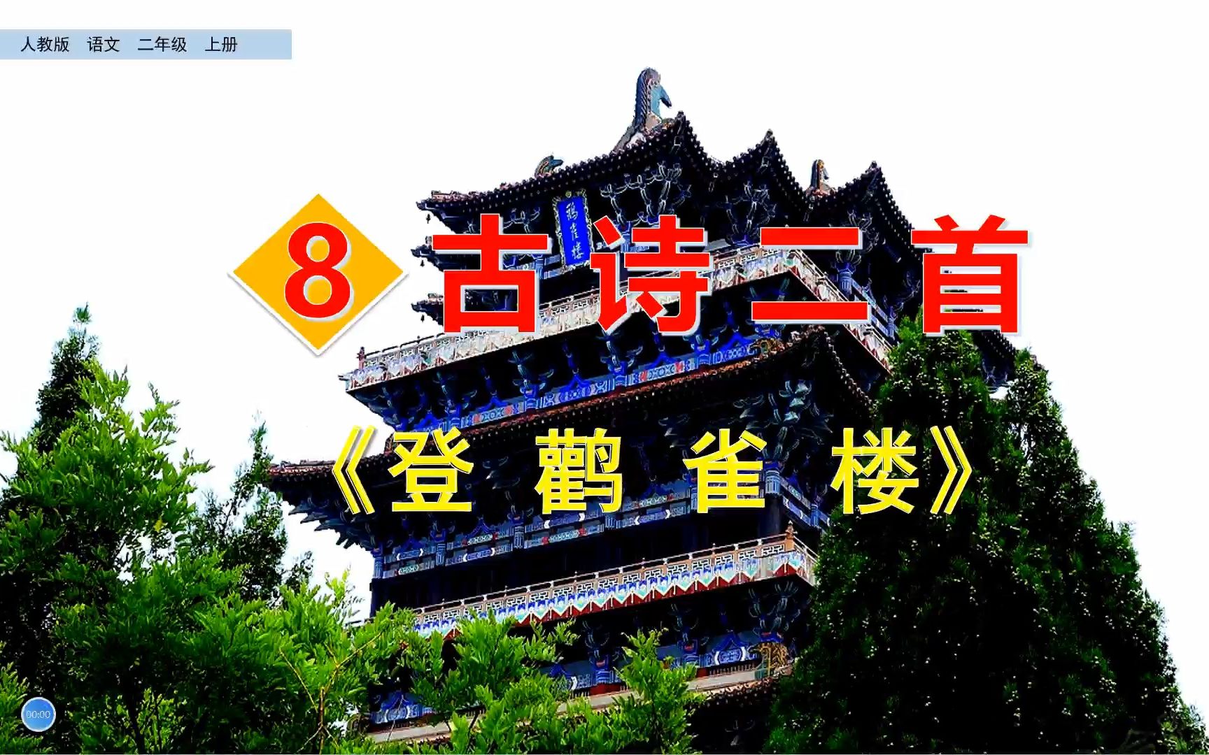 二年级上册语文《8.古诗二首:登鹳雀楼》,学习古诗词,打好学习诗词基础哔哩哔哩bilibili