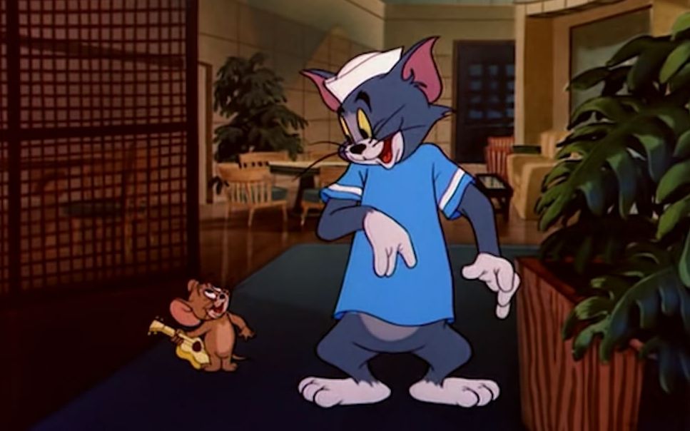 汤姆和杰瑞竟在动画中看猫鼠对战