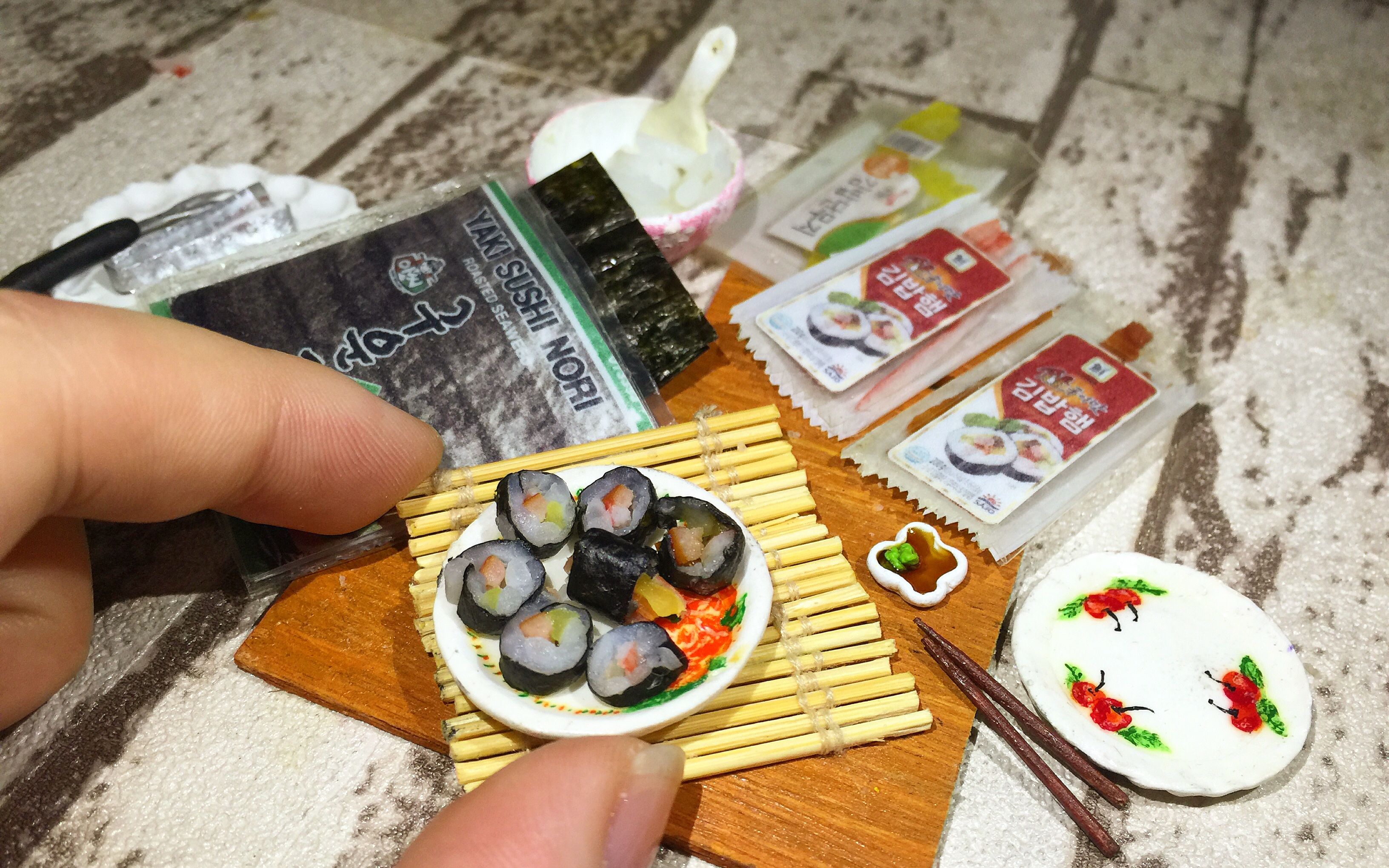 【Miniature Cooking】MiNiCo可以吃的迷你寿司教程 紫菜包饭教学视频,所有厨具都是自己做的哦哔哩哔哩bilibili