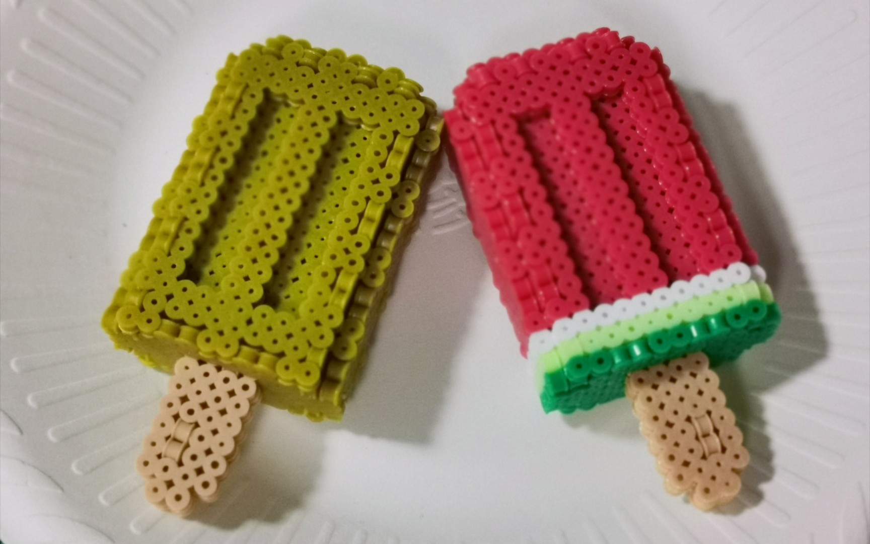 【立体拼豆】西瓜冰棍儿五毛一根儿_哔哩哔哩_bilibili