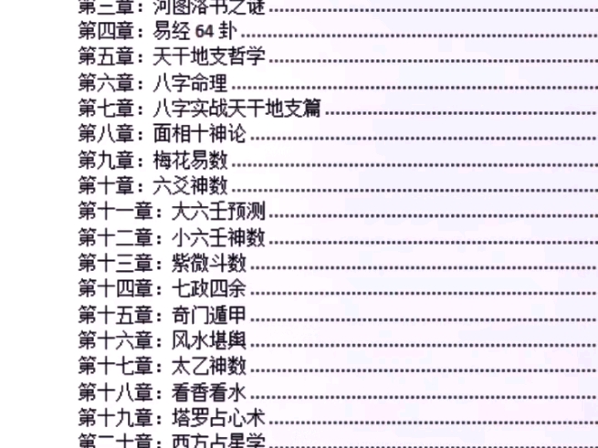 历时1年多,大框架终于完成.《朴易天下》这本书的目录,包含22个章节,15种主流术数的介绍和内容.预计再三个月,就能完成校对,补增和完善.哔...