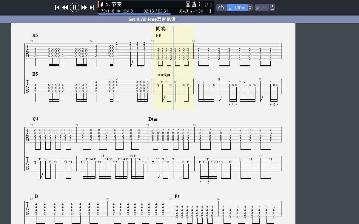 [图]Set It All Free双吉他谱