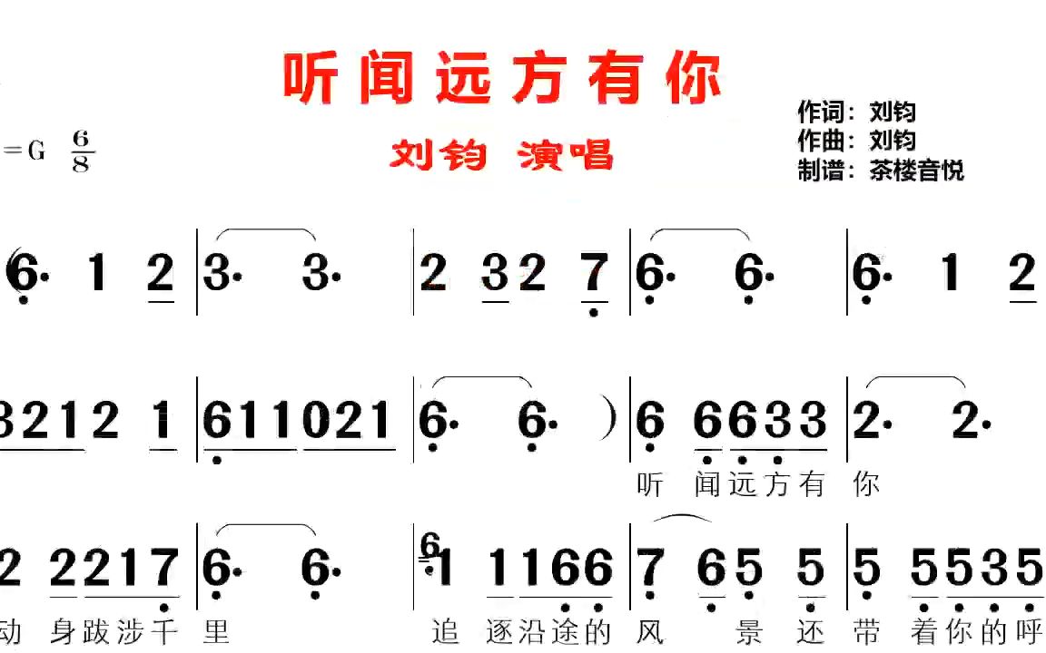 劉鈞的聽聞遠方有你視聽簡譜我吹過你吹過的風這算不算相擁