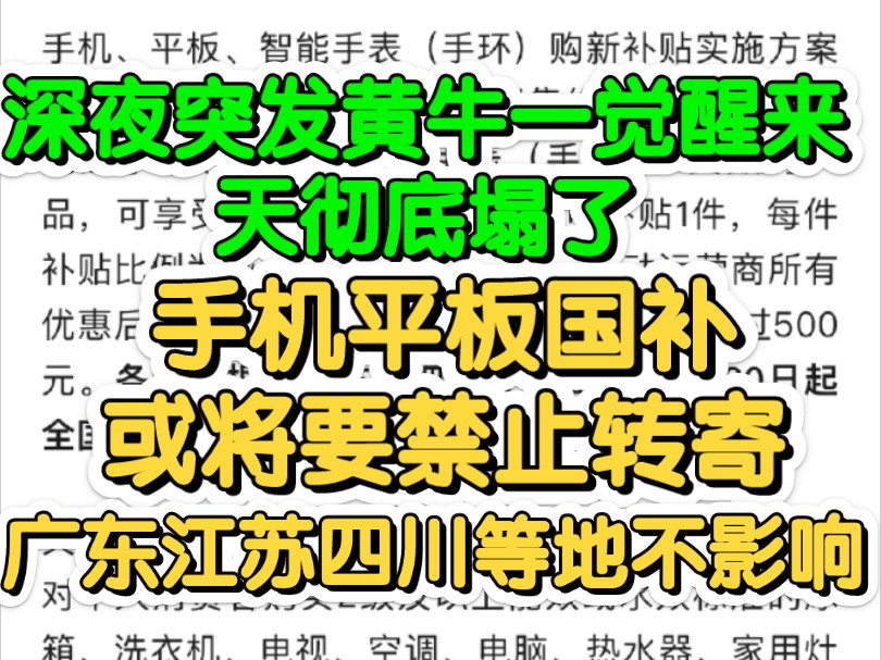 黄牛天塌了!手机平板国补已上线,异地转寄被禁!今晚第一批地区不受影响!小米苹果华为vivo一加oppo都可用国补!哔哩哔哩bilibili