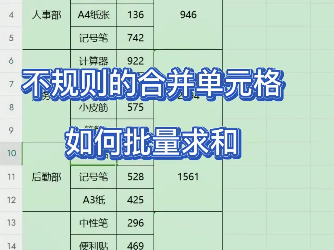 excel不规则的合并单元格如何批量求和哔哩哔哩bilibili