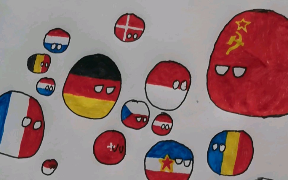 手绘波兰球欧洲地图