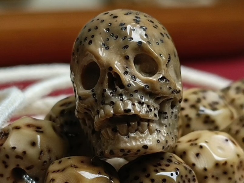 星月菩提骷髅,星月菩提雕刻骷髅头,文玩星月骷髅配饰