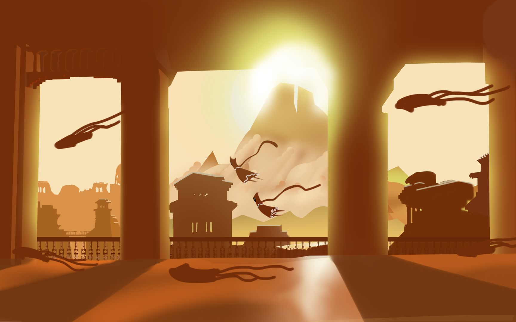 【板绘】【场景】临摹 一点点想象 绘制游戏场景加速过程 《风之旅人