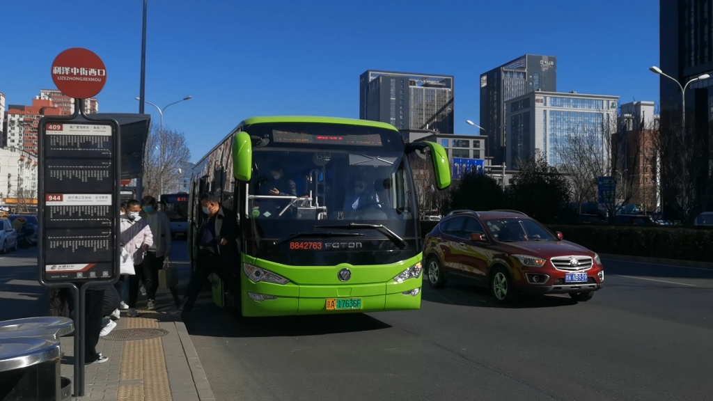 【北京公交】966路上線新車bj6127shevca-n1(氣電混蟲)出利澤中街西口