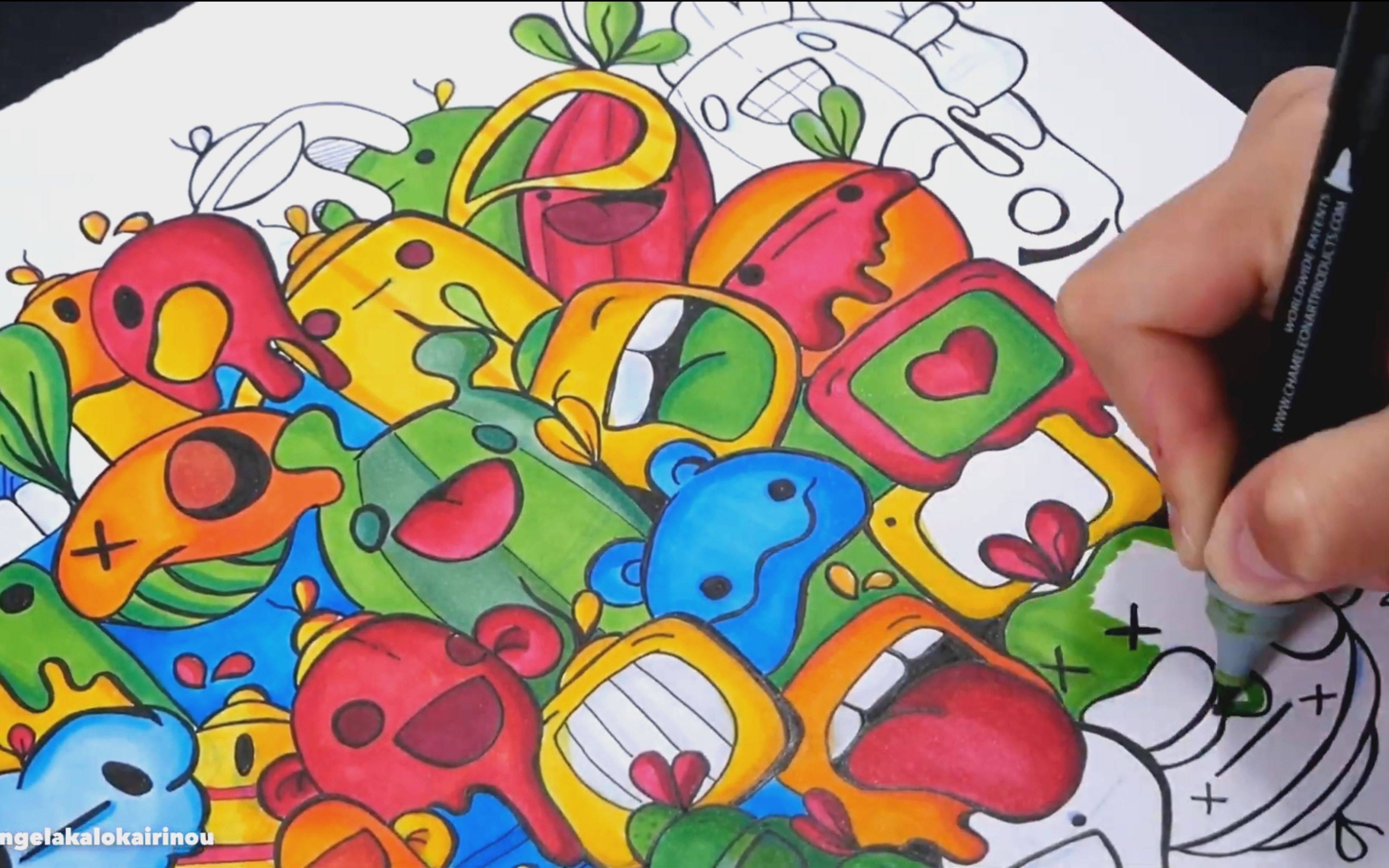 插画涂鸦插画马克笔绘画过程