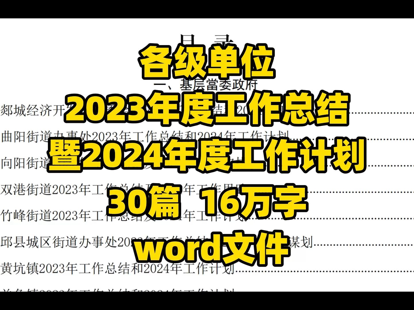 【30篇,16万字】各级单位 2023年度工作总结 暨2024年度工作计划 word文件哔哩哔哩bilibili