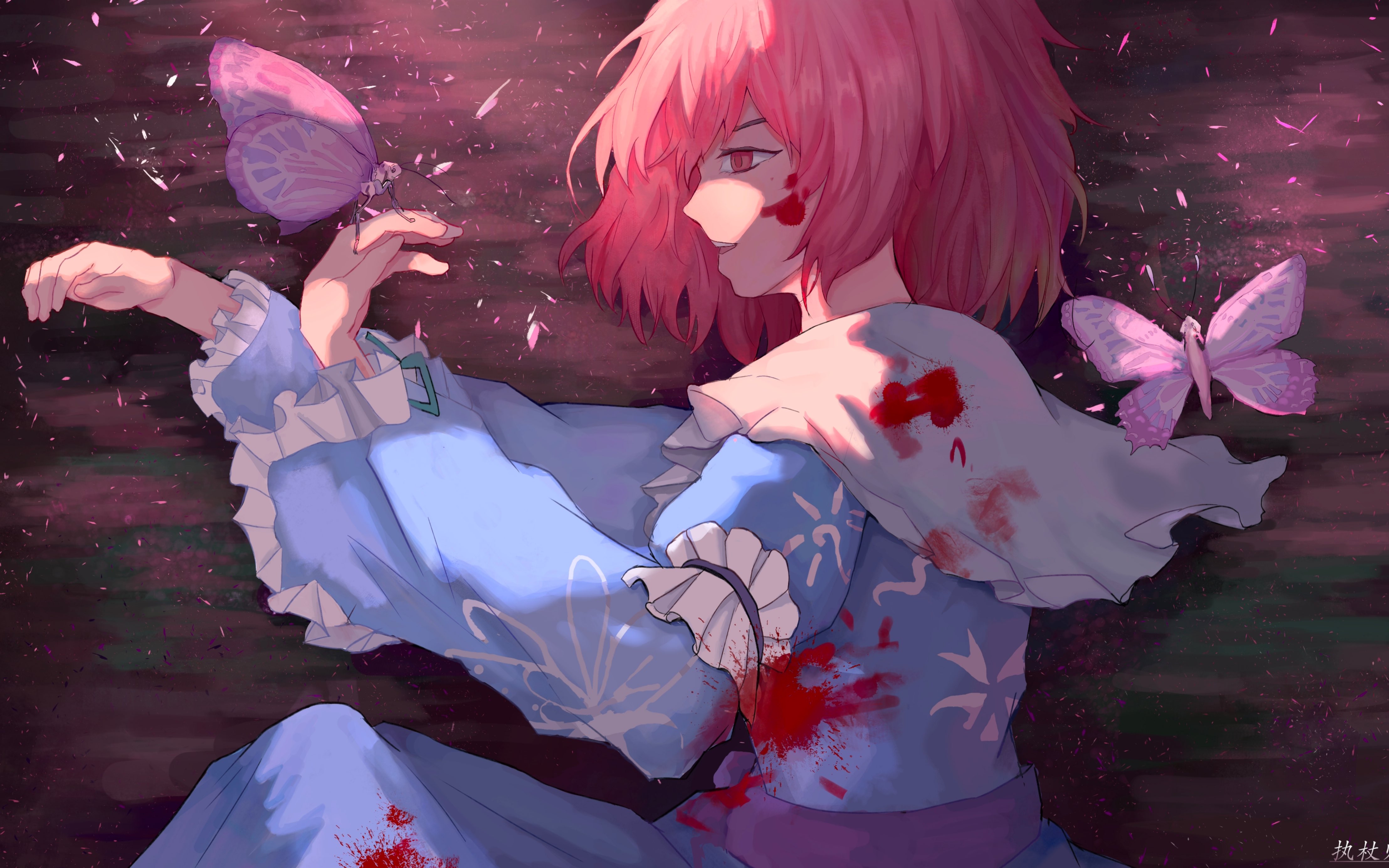 【绘画过程】西行妖下,冥界亡魂 【东方project】