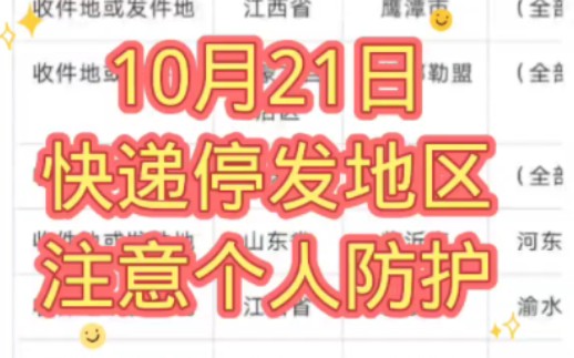 10月21日快递停发地区注意个人防护哔哩哔哩bilibili