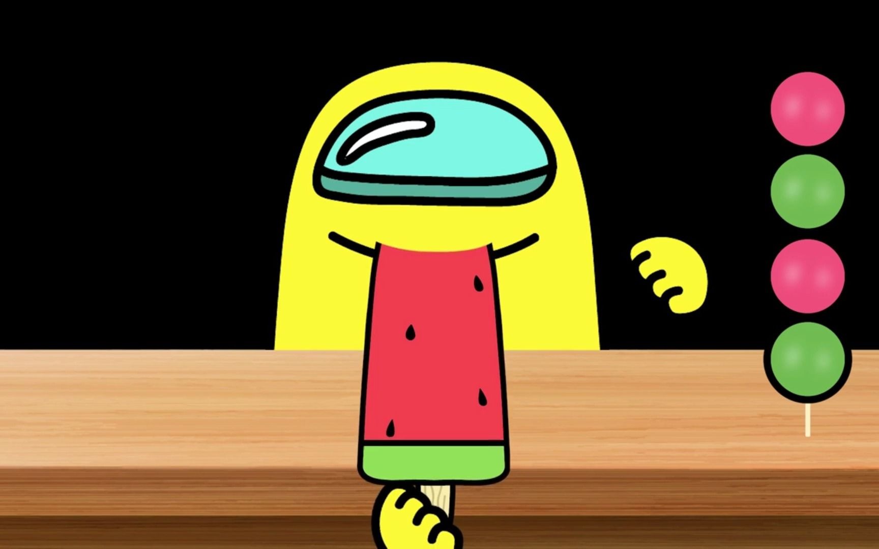 amongus我们之中游戏动画:小黄吃西瓜吃雪糕