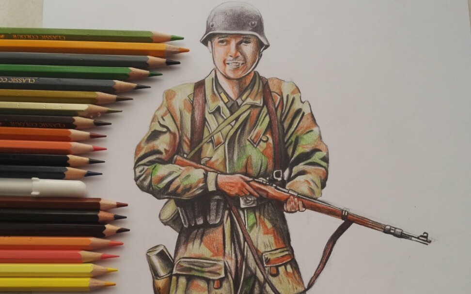 画一个二战士兵 绘图图片