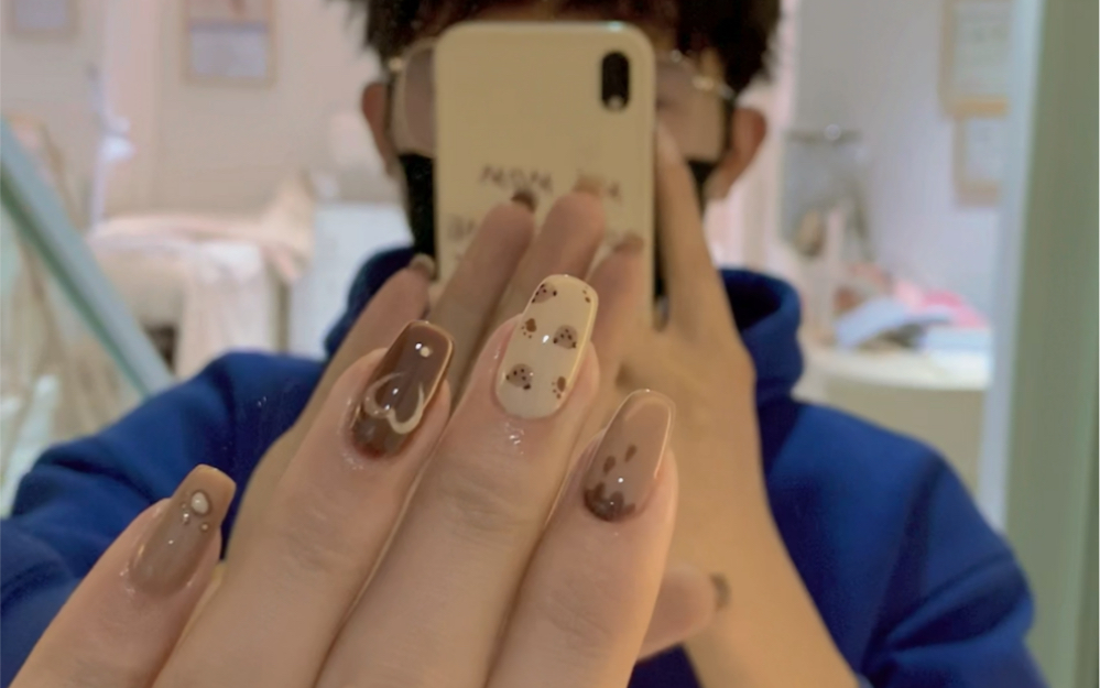 秋冬小熊美甲,敲级好看