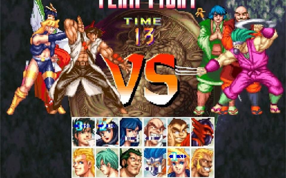konami的街机冷门格斗游戏龙之剑士战斗英雄3v3模式通关流程个人字幕