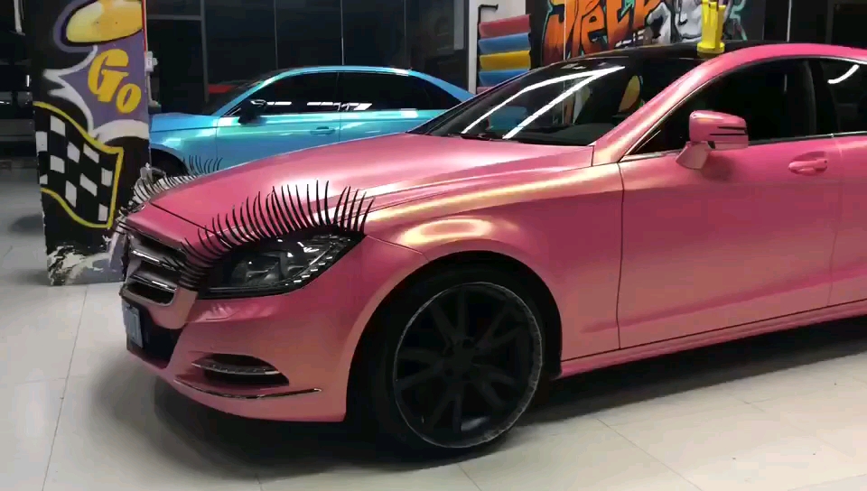 奔驰哑面钻石金沙粉汽车改色贴膜效果展示