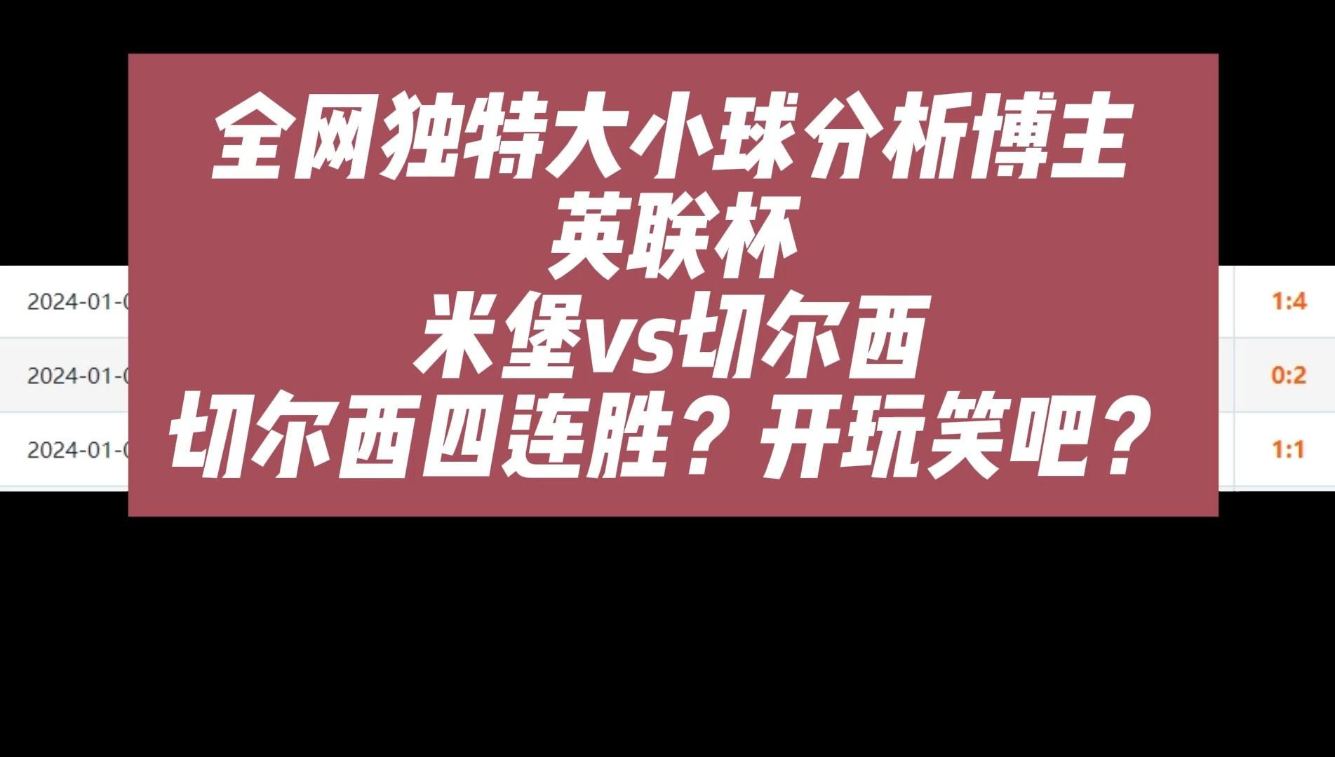 全網獨家大小球分析!昨日有波動 英聯杯 米德爾斯堡vs切爾西