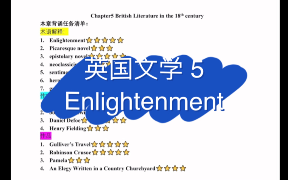 英国文学 Chapter 5 Br literature of the 18tn century(Enlightenment)自用磨耳朵哔哩哔哩bilibili