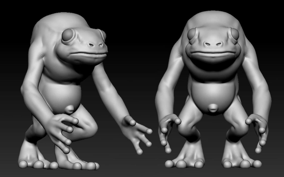 【zbrush教程】零基础高模"青蛙战士"手办模型雕刻,3d游戏角色建模