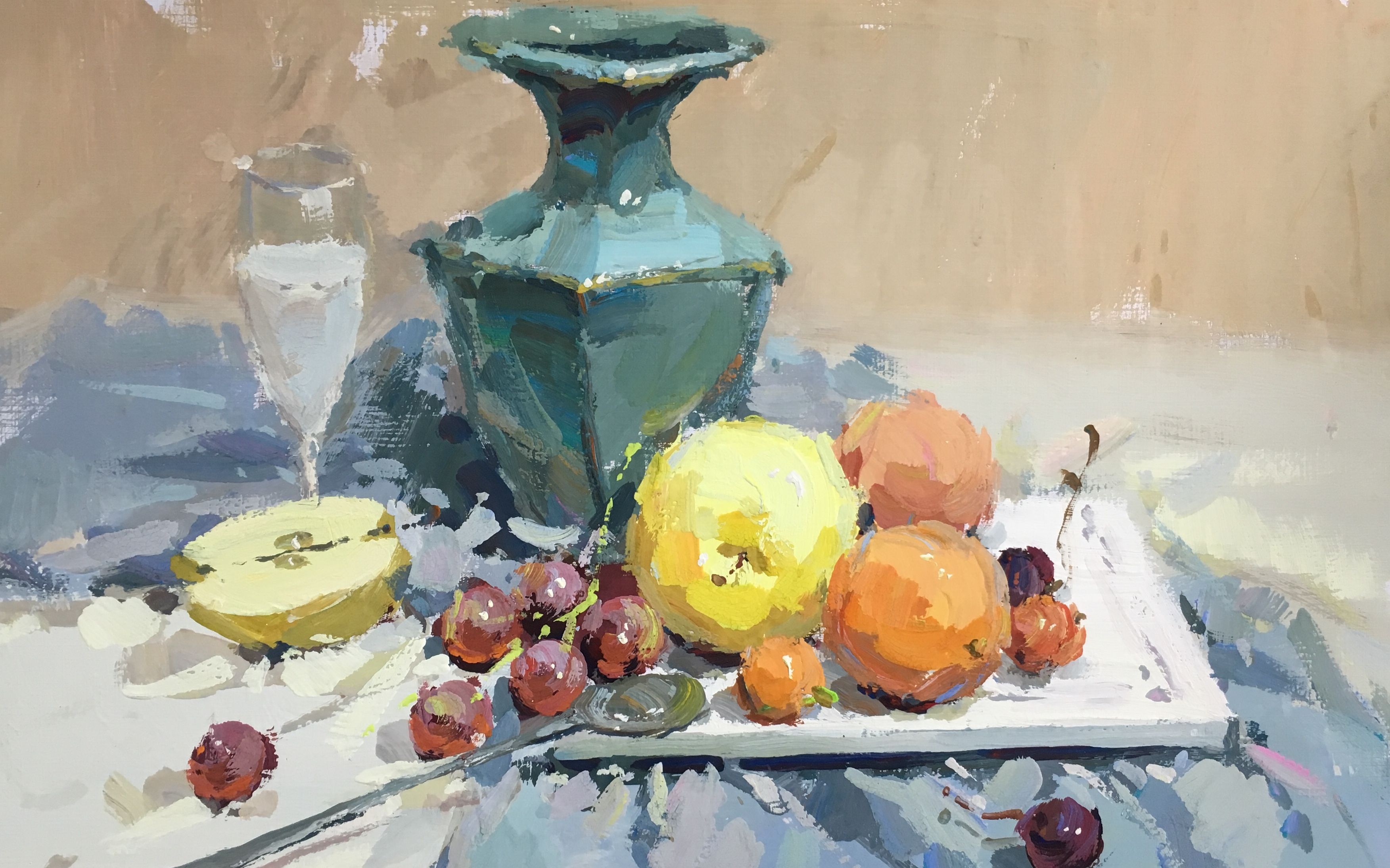 活动作品杭州色彩教学高分示范杭州画室色彩名师龚永光绿色花瓶