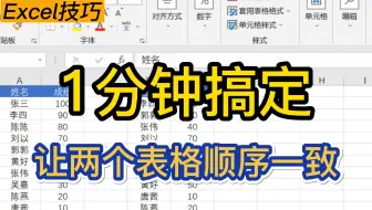 Excel两个表格相同排序|表格顺序乱了怎么办