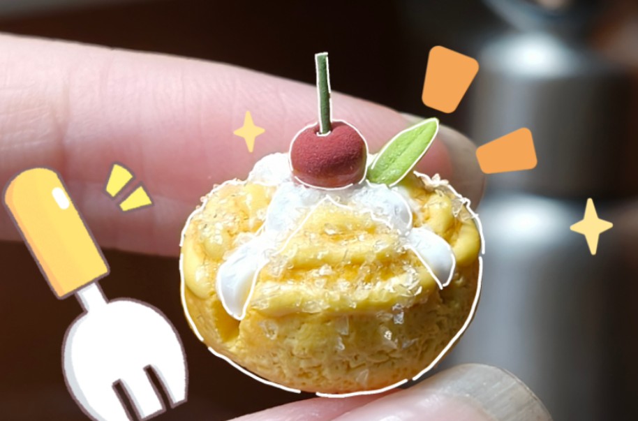 超轻粘土教程|樱桃奶油面包