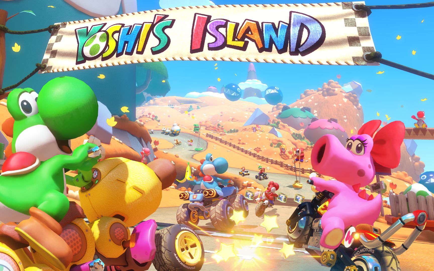 switch《马力欧卡丁车8豪华版》新赛道试玩,耀西岛地图太棒了!