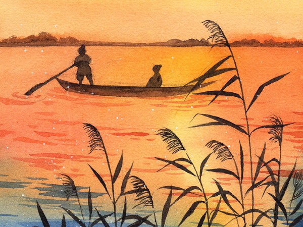 【古诗配画】暮江吟白居易〔唐代〕一道残阳铺水中,半江瑟瑟半江红.