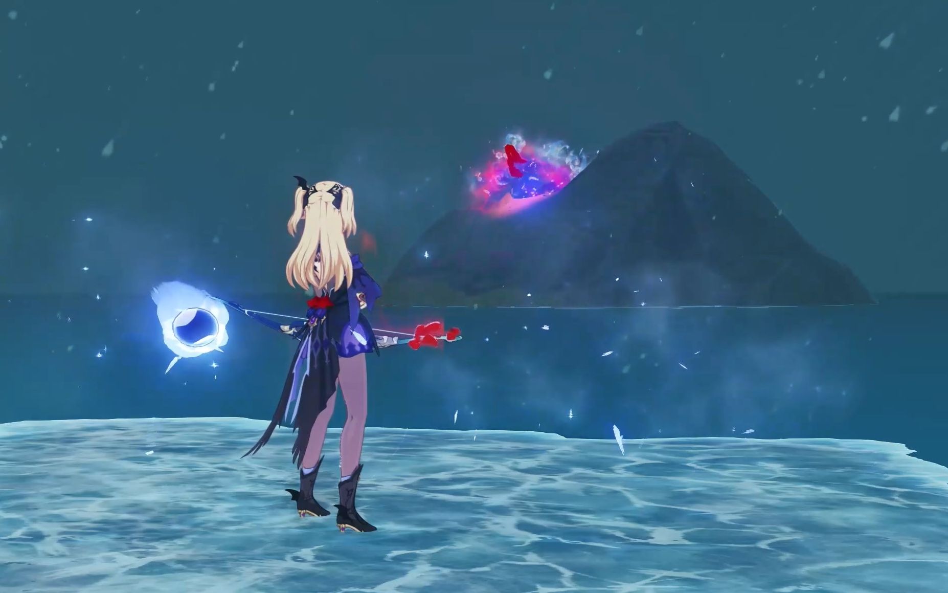 原神雪山小岛上的绯红玉髓宝箱怎么拿射下来