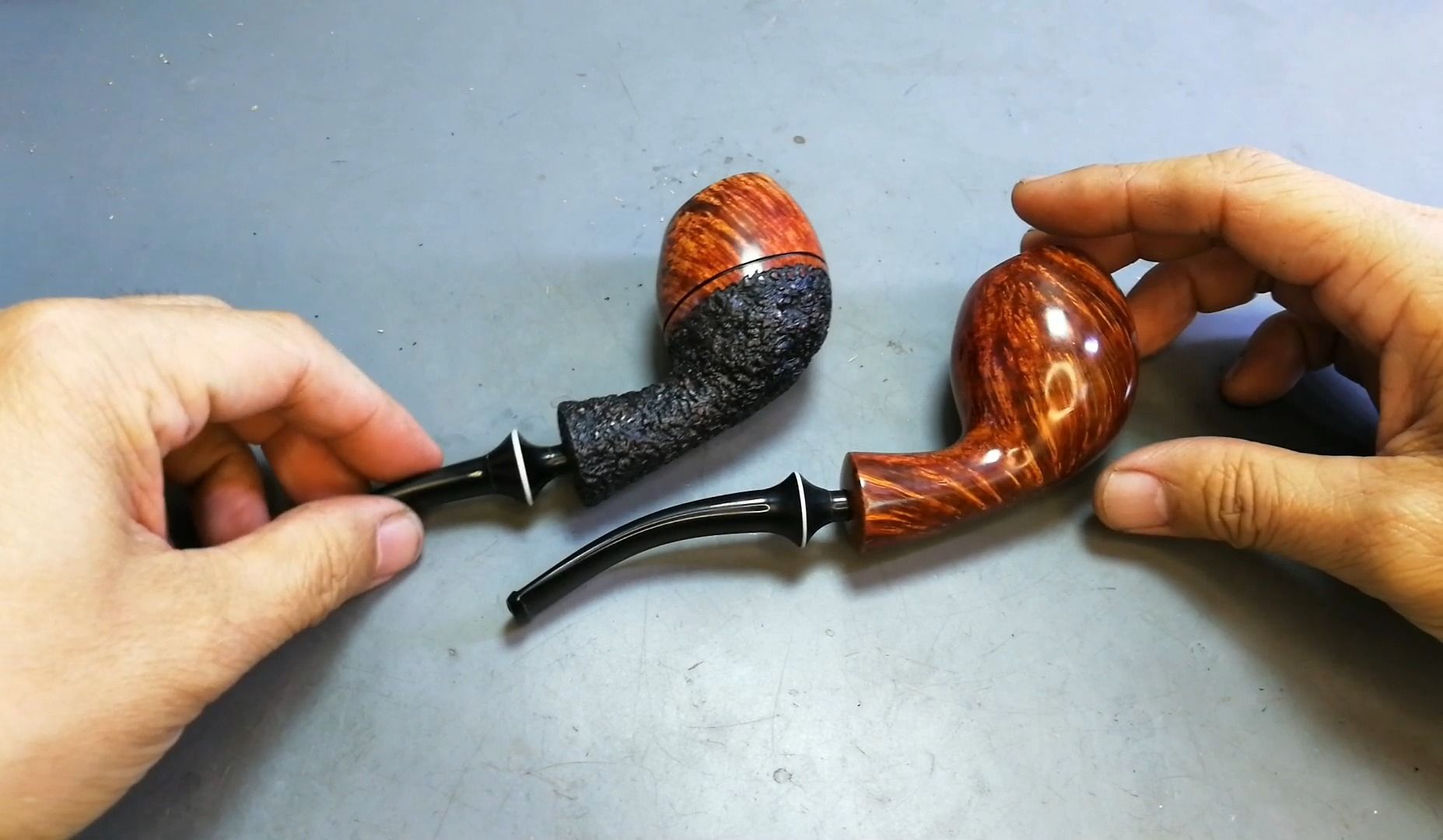 石楠木烟斗的制作 分享两把纯手工河豚斗