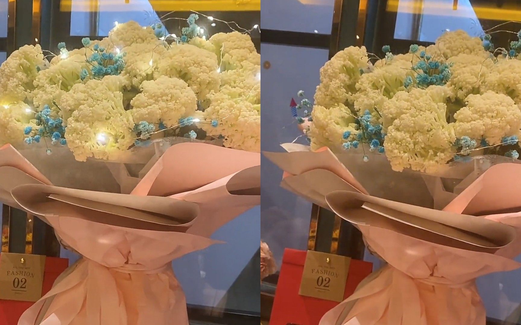 山东一夫妻过情人节,老公用菜花当礼物送给老婆,不仅好看还实用!