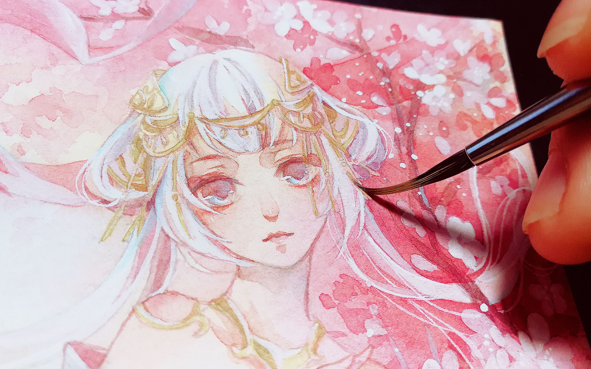 【街猫水彩】从线稿开始画一只仙气飘飘的白发秀萝