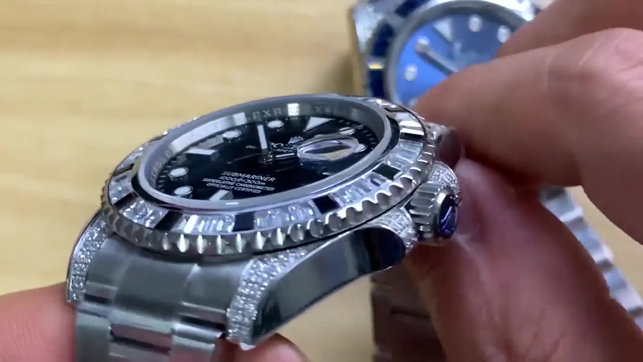 地铁面交的gs劳力士黑水鬼蓝水鬼镶钻版上手惊艳