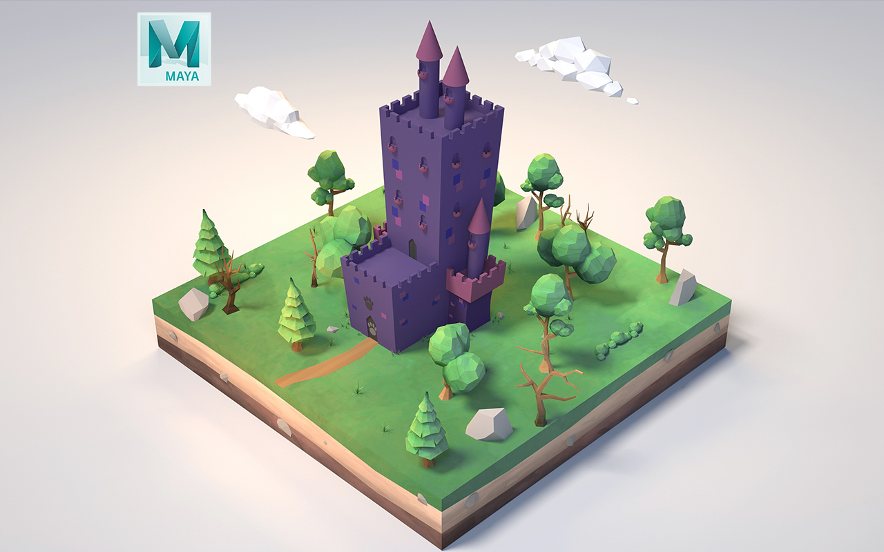 【maya场景建模】喜羊羊灰大狼狼堡实战案例,,场景模型制作全过程