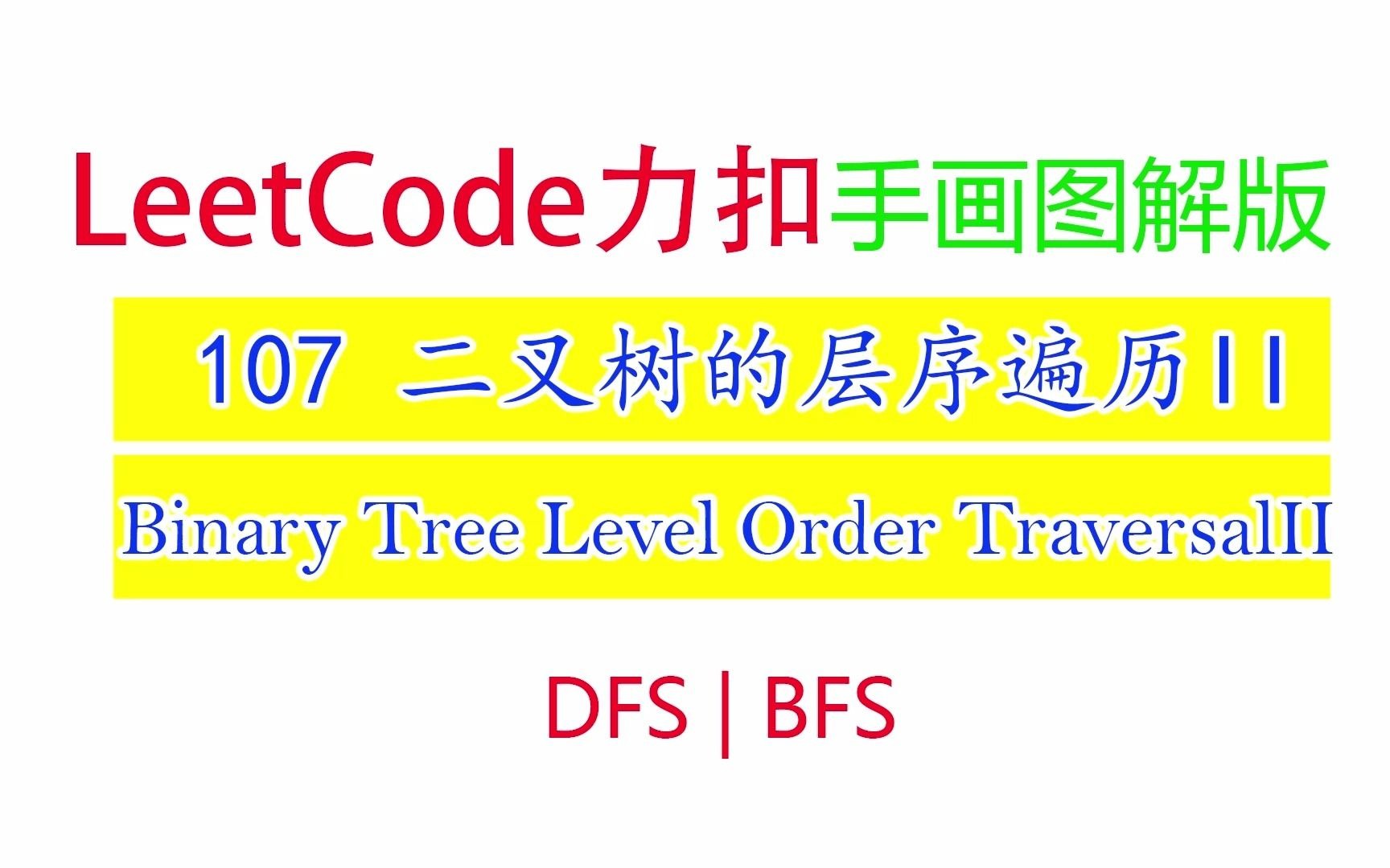 Leetcode力扣107 手画图解版|二叉树的层序遍历II Binary Tree Level Order Traversal II哔哩哔哩bilibili