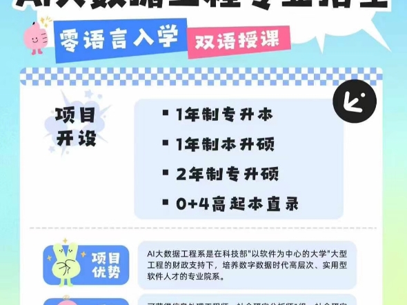 大邱加图立大学人工智能AI大数据专业1年制专升本1年制本升硕2年制专升硕0+4高起本直录无语言入学双语授课,可跨专业报!哔哩哔哩bilibili